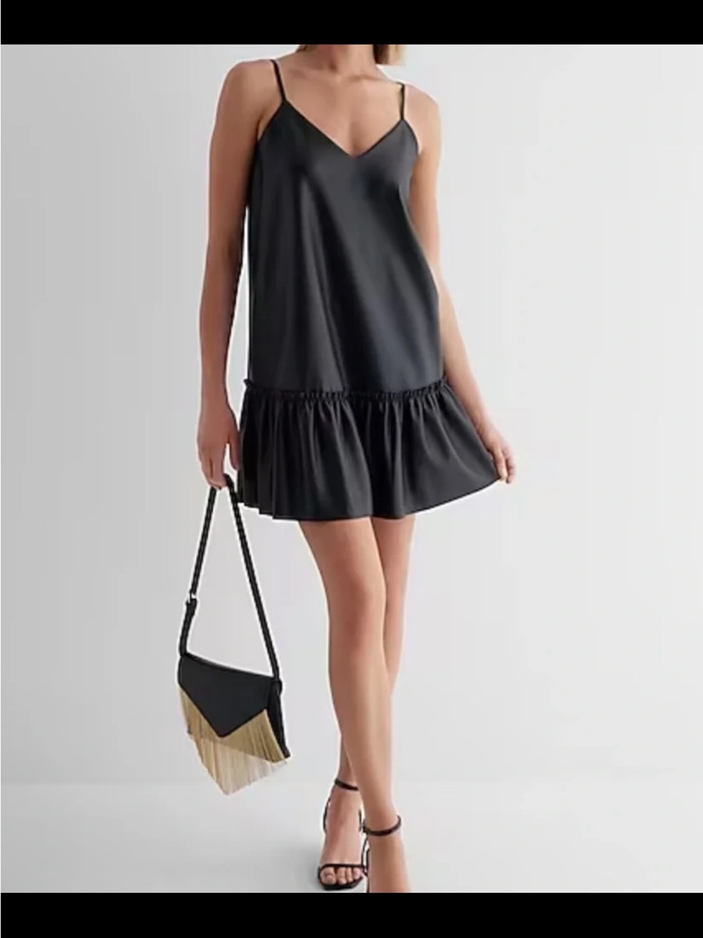 Express black faux, leather dress